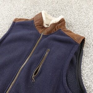 Orvis Vest Mens L Blue Fleece Sherpa Collar Full Zip Outdoor Hiking Warm Pockets